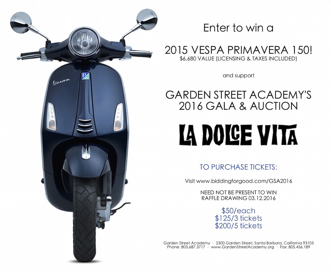 Raffle for New Vespa Scooter at 2016 Garden Street Academy Auction