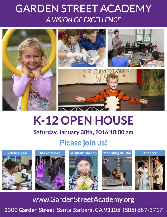 Garden Street Academy Open House Flyer January 2016