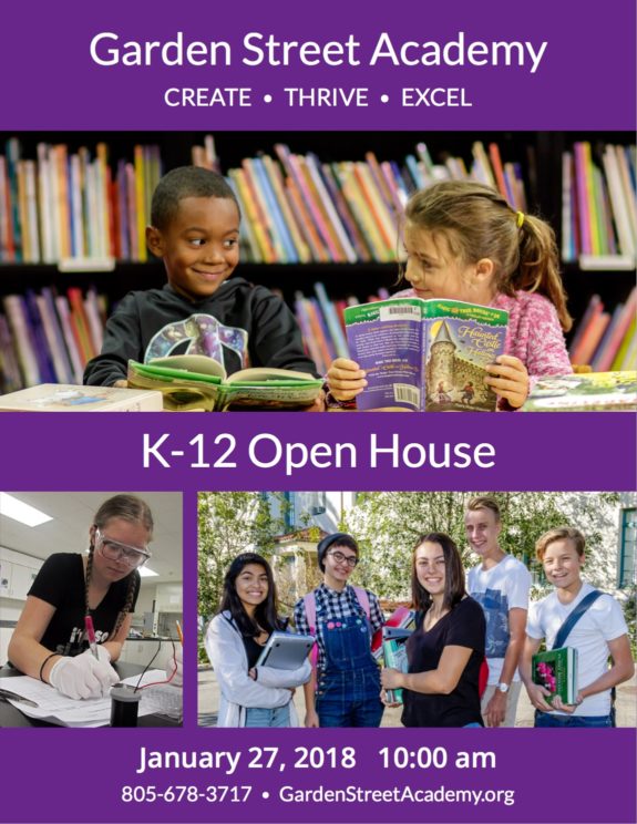Garden Street Academy K-12 Open House 2018 Flyer