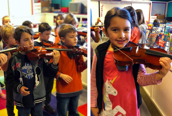 Kinder and First Grade Students Learn String Instruments at Garden Street Academy